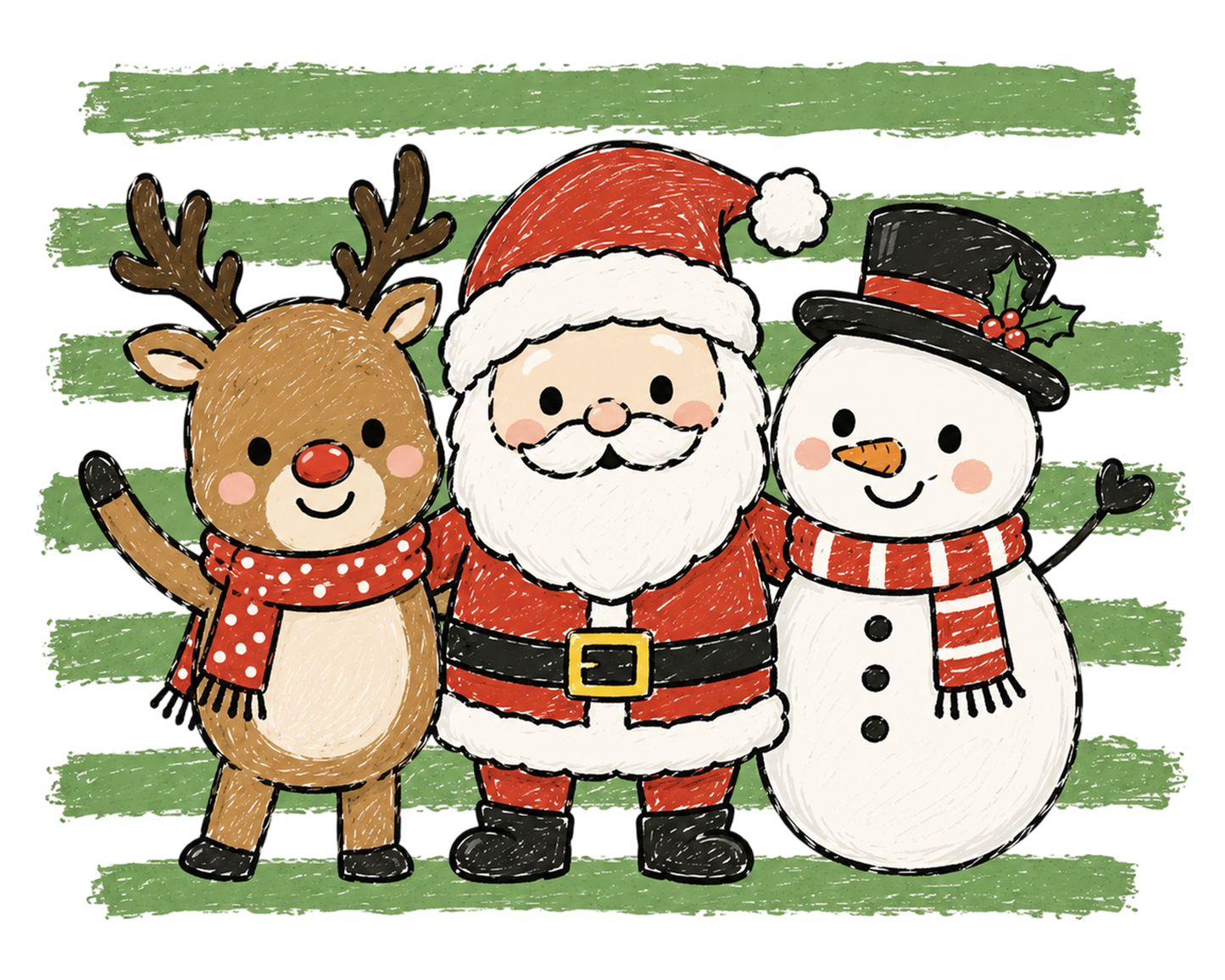 Funny Christmas Stripes PNG  Santa Reindeer Snowman Holiday