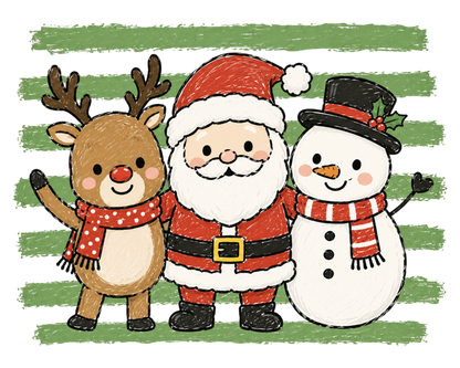 Funny Christmas Stripes PNG  Santa Reindeer Snowman Holiday