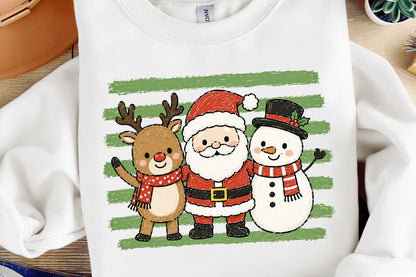 Funny Christmas Stripes PNG  Santa Reindeer Snowman Holiday