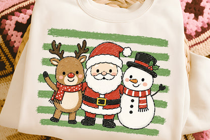 Funny Christmas Stripes PNG  Santa Reindeer Snowman Holiday