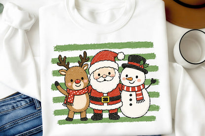 Funny Christmas Stripes PNG  Santa Reindeer Snowman Holiday