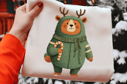 Funny Christmas Teddy Bear Clipart PNG Bundle | Cute Watercolor Holiday Teddy Bear Clipart | Festive Winter Bear PNG