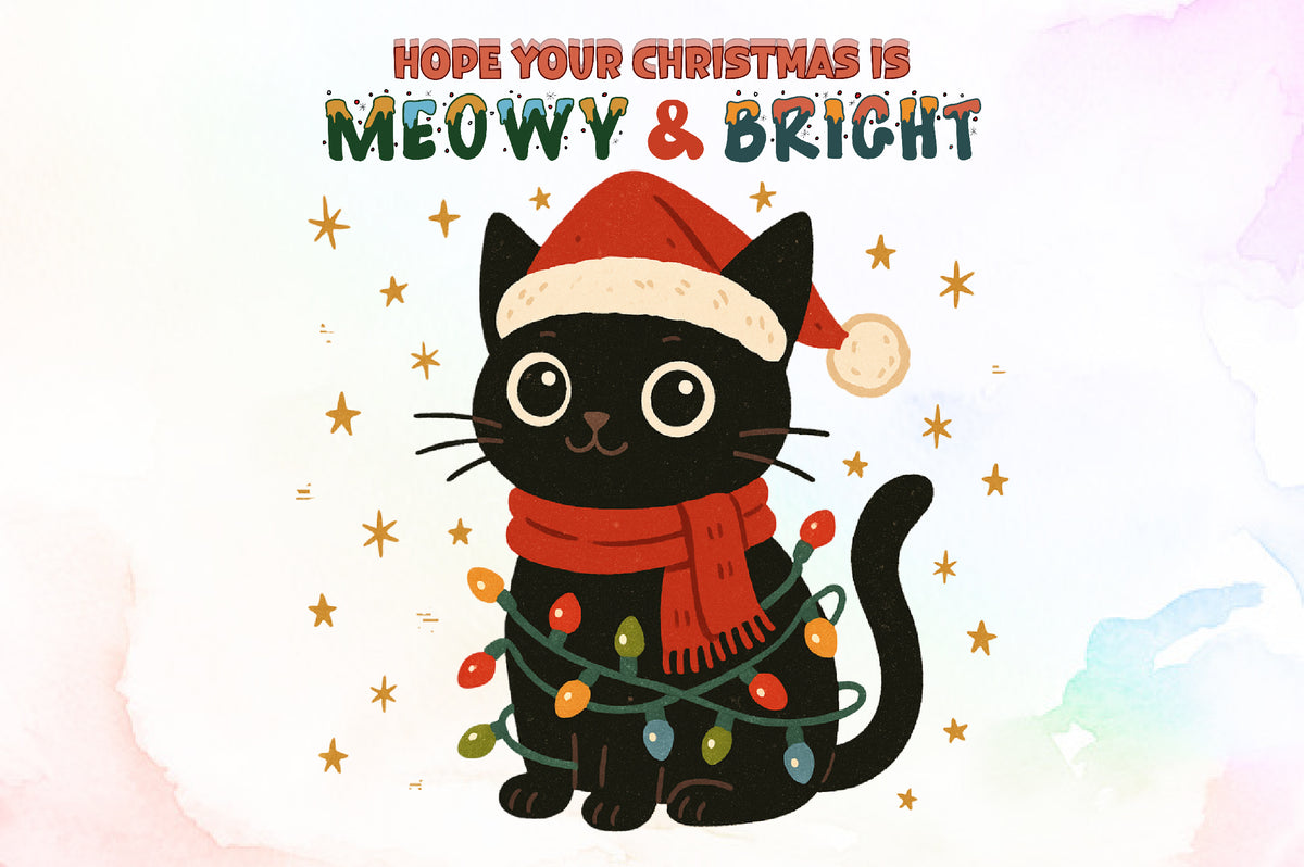 Hope Your Christmas Is Meowy And Bright Cat PNG Commercial Use