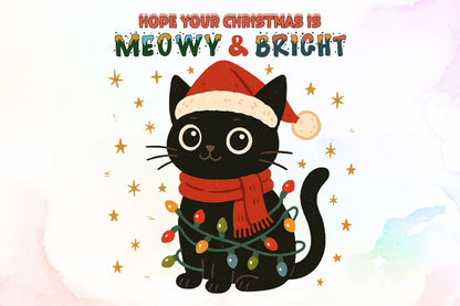 Hope Your Christmas Is Meowy And Bright Cat PNG Commercial Use