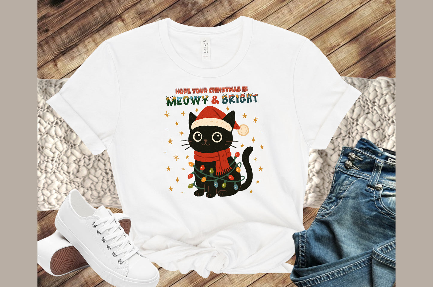 Hope Your Christmas Is Meowy And Bright Cat PNG Commercial Use