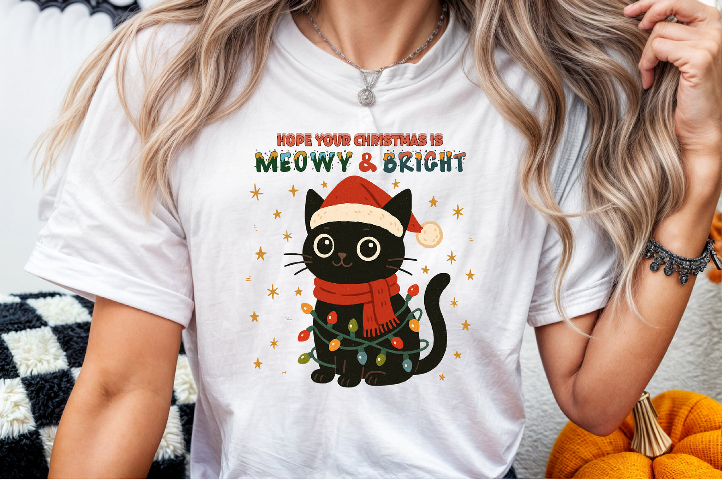 Hope Your Christmas Is Meowy And Bright Cat PNG Commercial Use