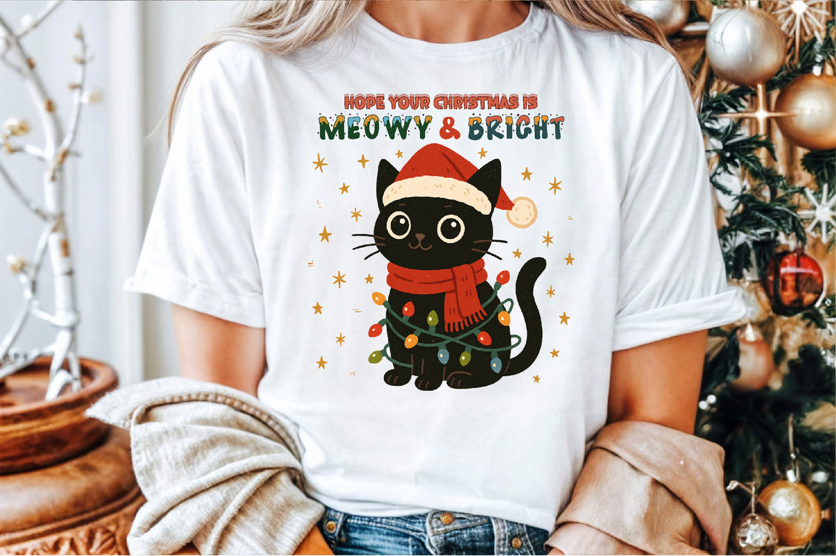 Hope Your Christmas Is Meowy And Bright Cat PNG Commercial Use
