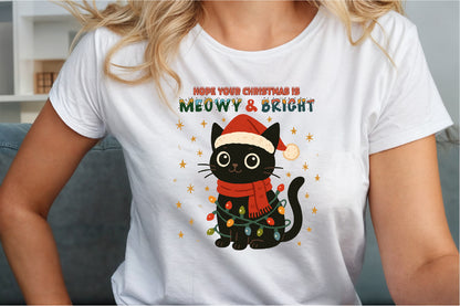 Hope Your Christmas Is Meowy And Bright Cat PNG Commercial Use
