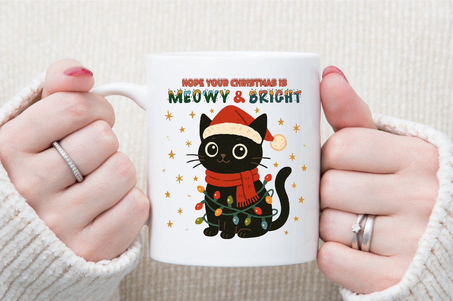 Hope Your Christmas Is Meowy And Bright Cat PNG Commercial Use