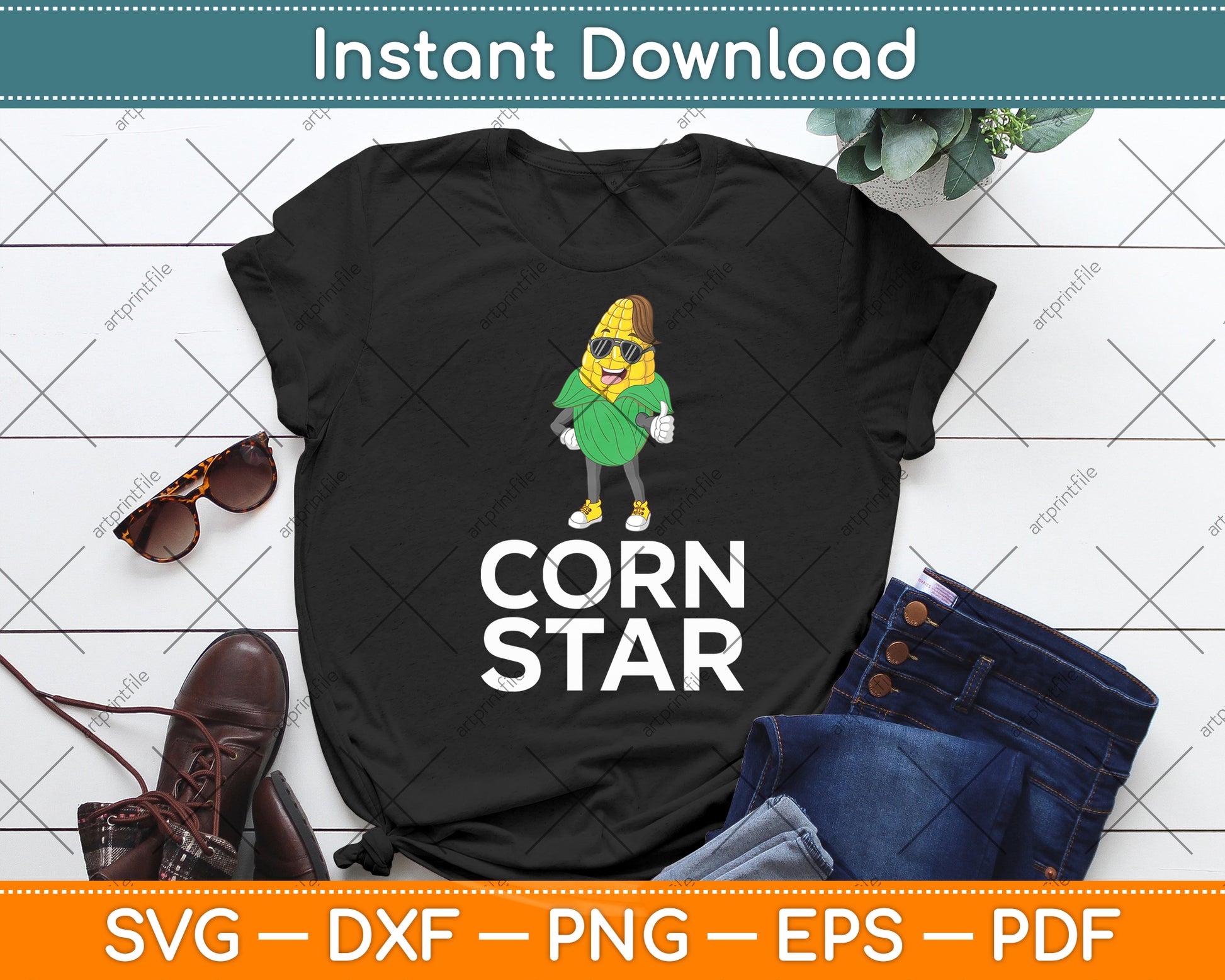 Funny Corn Star With Sunglasses Love Corn Svg Digital Cutting File