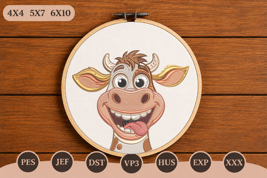 Funny Cow Embroidery Design