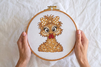 Funny Crazy Chicken Embroidery Design – Hilarious Chicken Machine Embroidery Pattern, Funny Farm Animal & Country Embroidery Design
