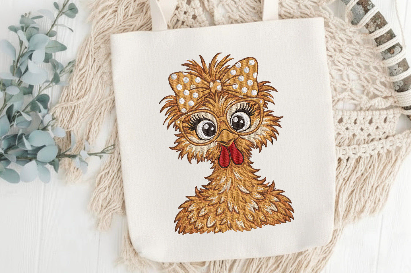 Funny Crazy Chicken Embroidery Design – Hilarious Chicken Machine Embroidery Pattern, Funny Farm Animal & Country Embroidery Design
