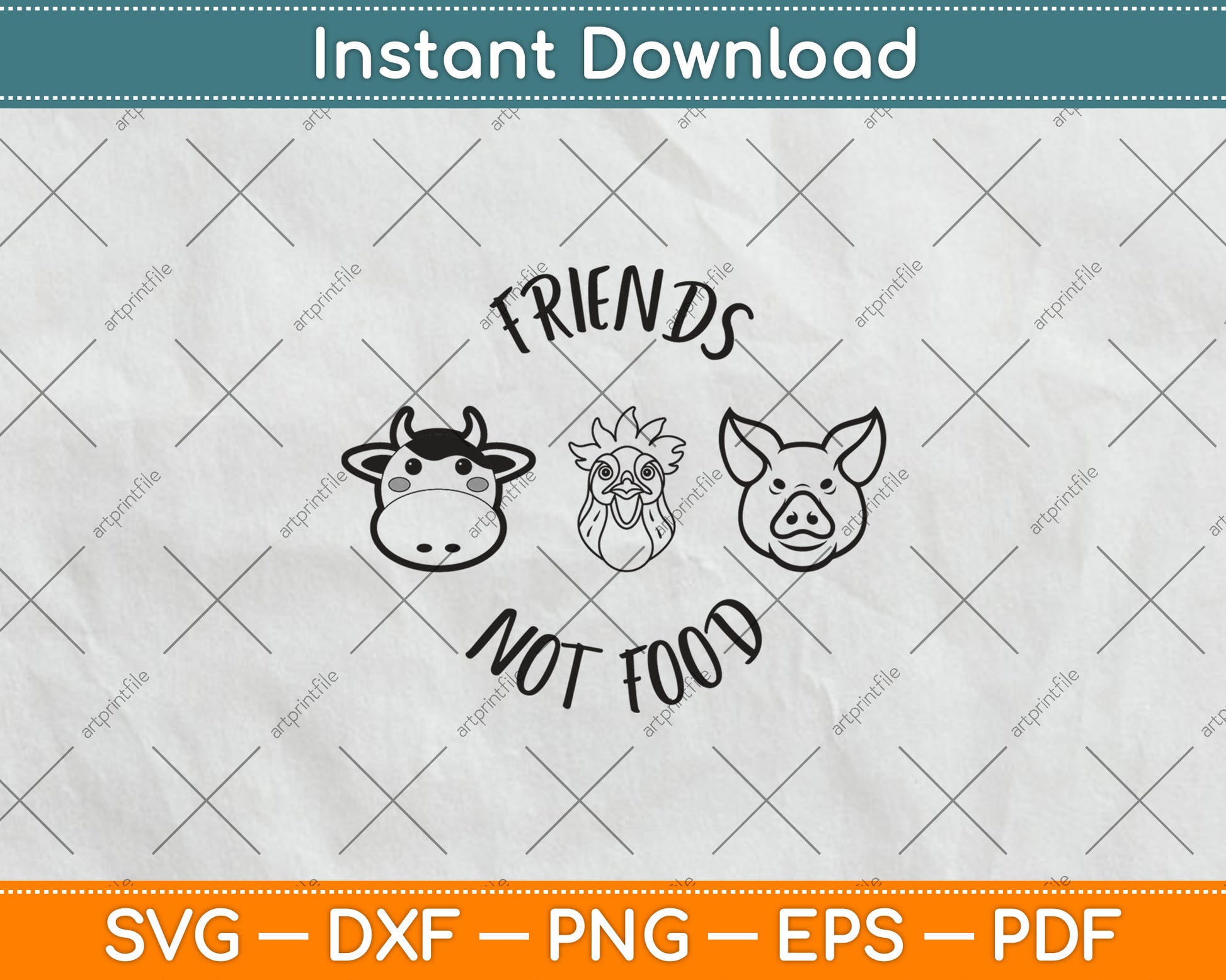 Funny Cute Awesome Vegan Vegetarian Friends Not Food Svg Digital Cutting File