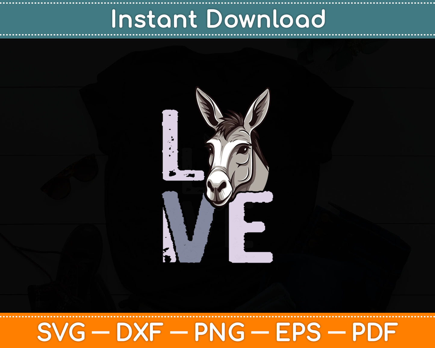 Funny Donkey Animal Mule - Love Donkeys Svg Digital Cutting File