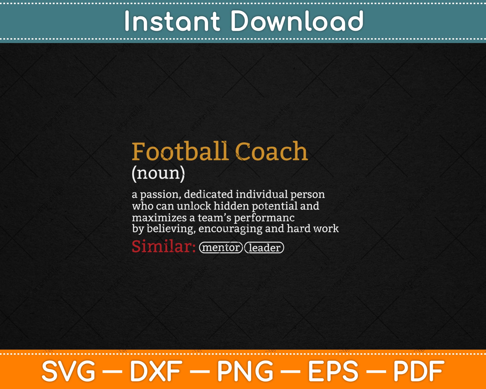 Funny Football Coach Definition Svg Digital Cutting File