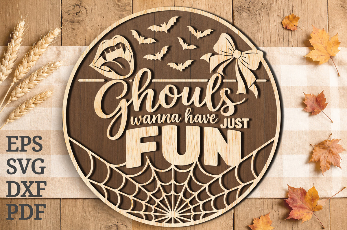 Funny Halloween Ghost Round Sign Laser Cut File