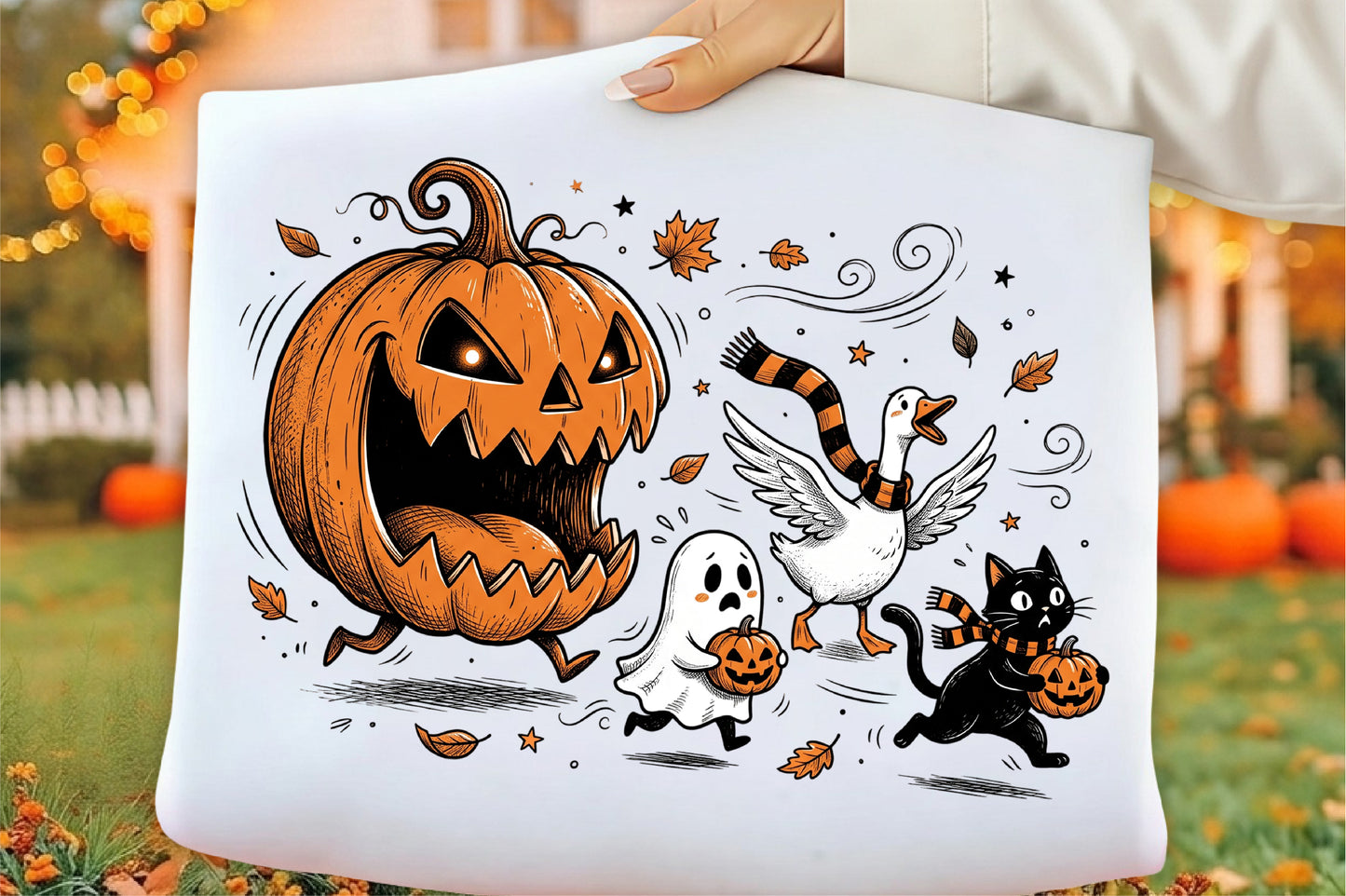 Funny Halloween Pumpkin Ghost Cat Goose PNG Halloween Sublimation