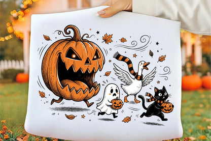 Funny Halloween Pumpkin Ghost Cat Goose PNG Halloween Sublimation