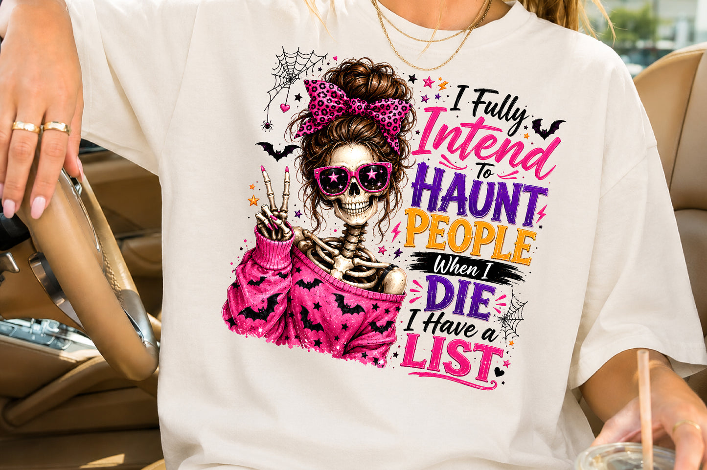 Funny Halloween Skeleton Sublimation PNG I Fully Intend To Haunt People Quote