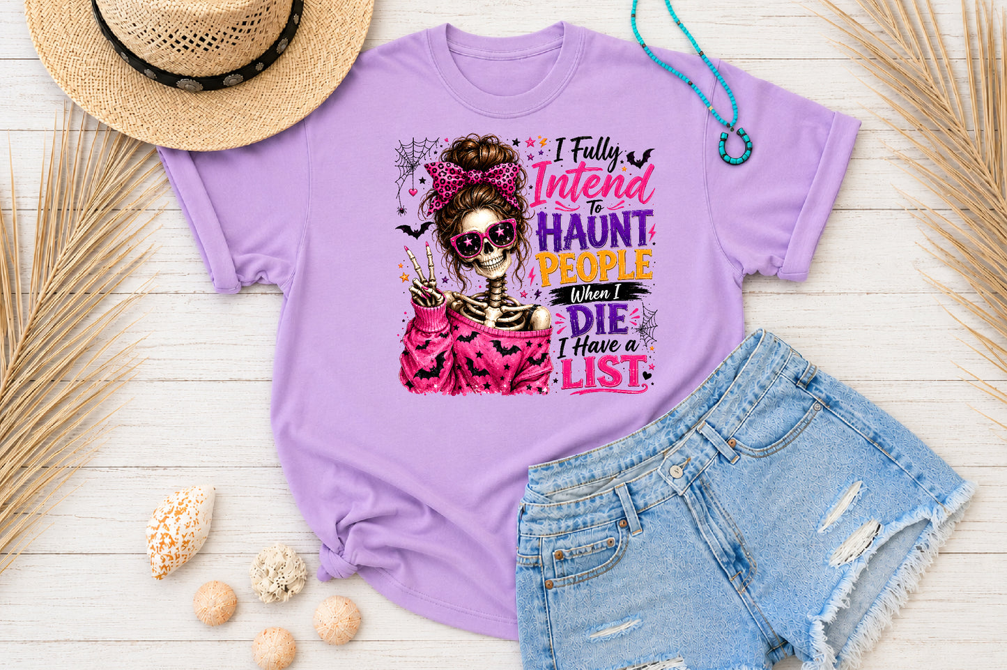 Funny Halloween Skeleton Sublimation PNG I Fully Intend To Haunt People Quote