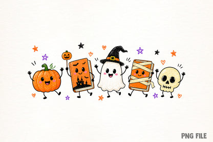 Cute Halloween Spooky Book Characters PNG | Funny Halloween Sublimation