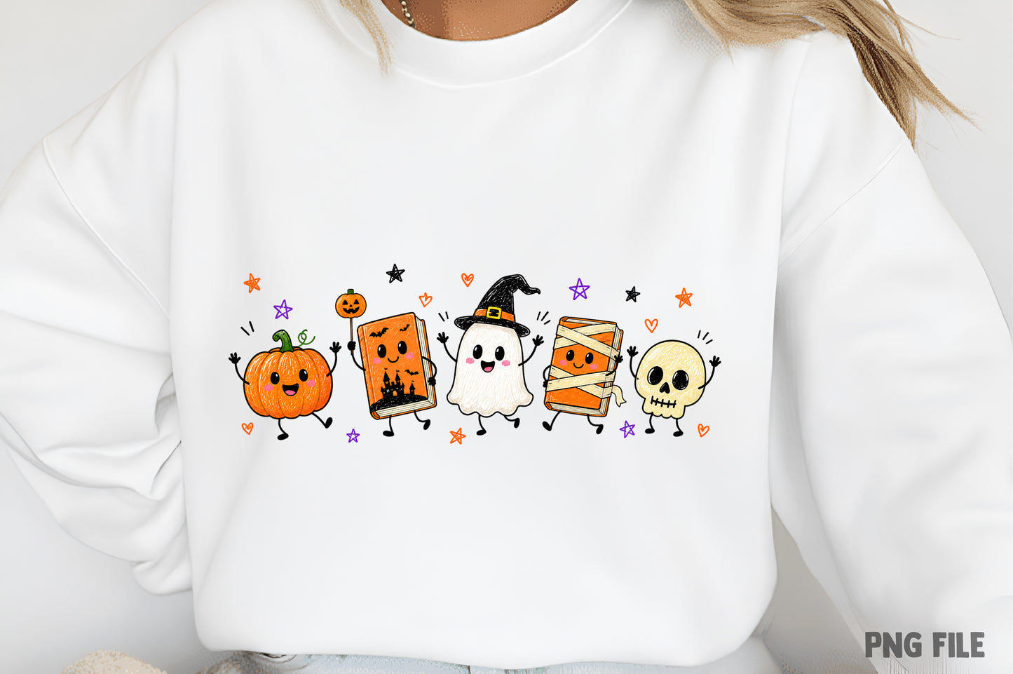 Cute Halloween Spooky Book Characters PNG | Funny Halloween Sublimation