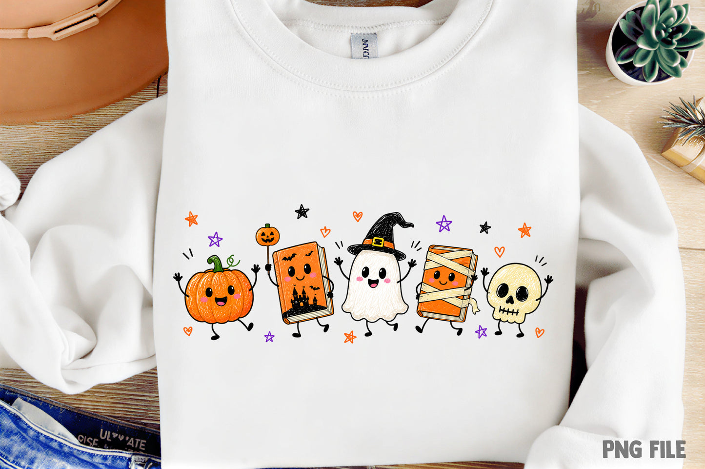 Cute Halloween Spooky Book Characters PNG | Funny Halloween Sublimation