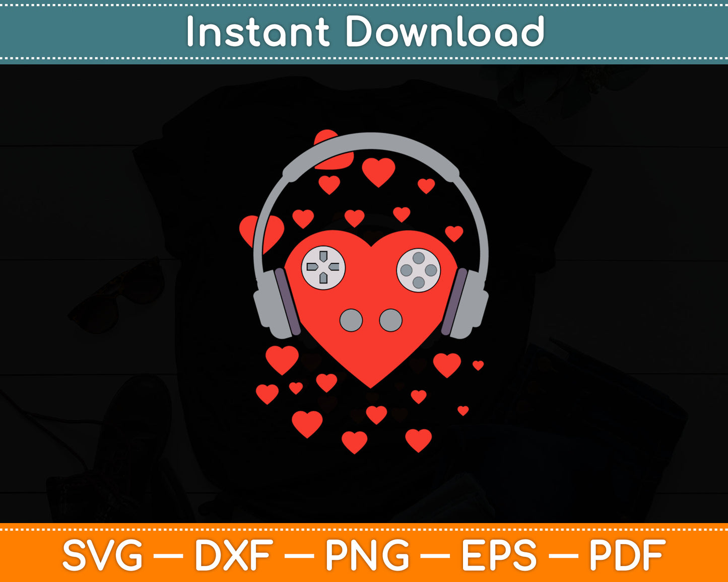 Funny Heart Headphone Valentines Day Svg Digital Cutting File