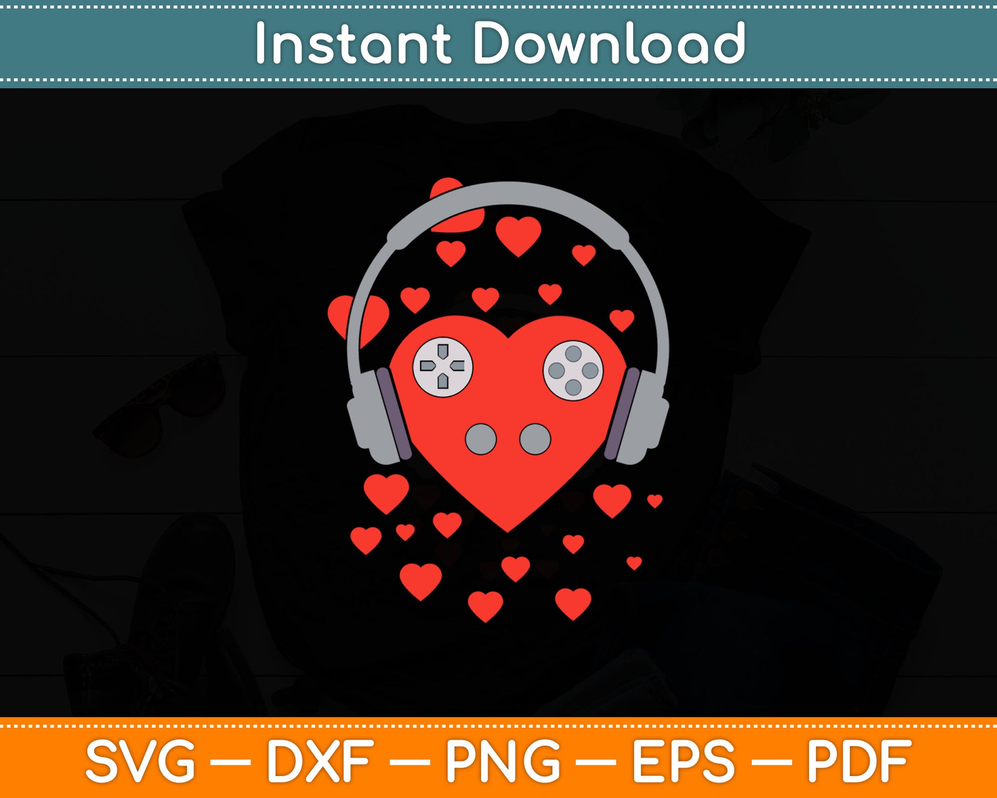 Funny Heart Headphone Valentines Day Svg Digital Cutting File