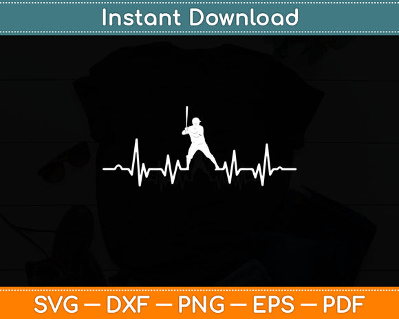 Funny Heartbeat Baseball Player Svg Digital Cutting File