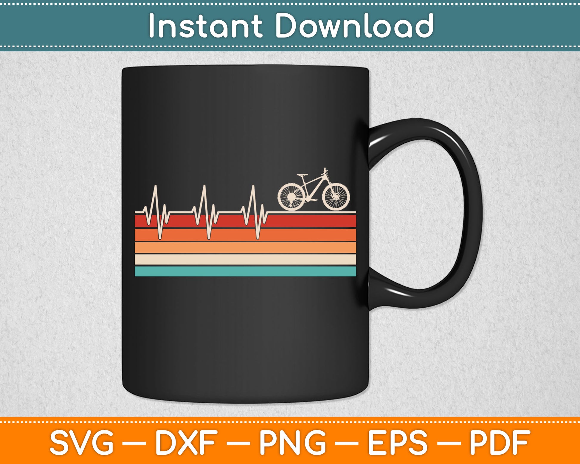 Funny Heartbeat Cycling Vintage Retro Svg Digital Cutting File