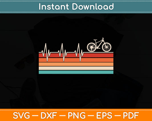 Funny Heartbeat Cycling Vintage Retro Svg Digital Cutting File