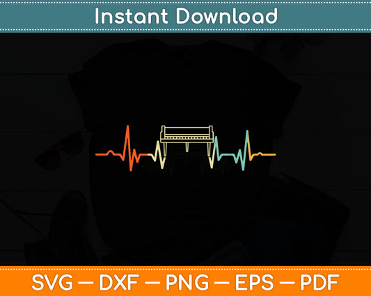 Funny Heartbeat Keyboard Piano Player Musician Retro Svg Digital Cutting File