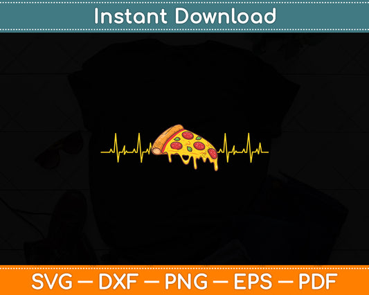 Funny Heartbeat Pizza Lovers Svg Digital Cutting File