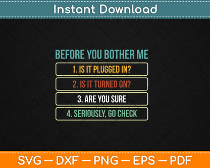 Funny Information Technology Tech Technical Support Svg Digital Cutting File