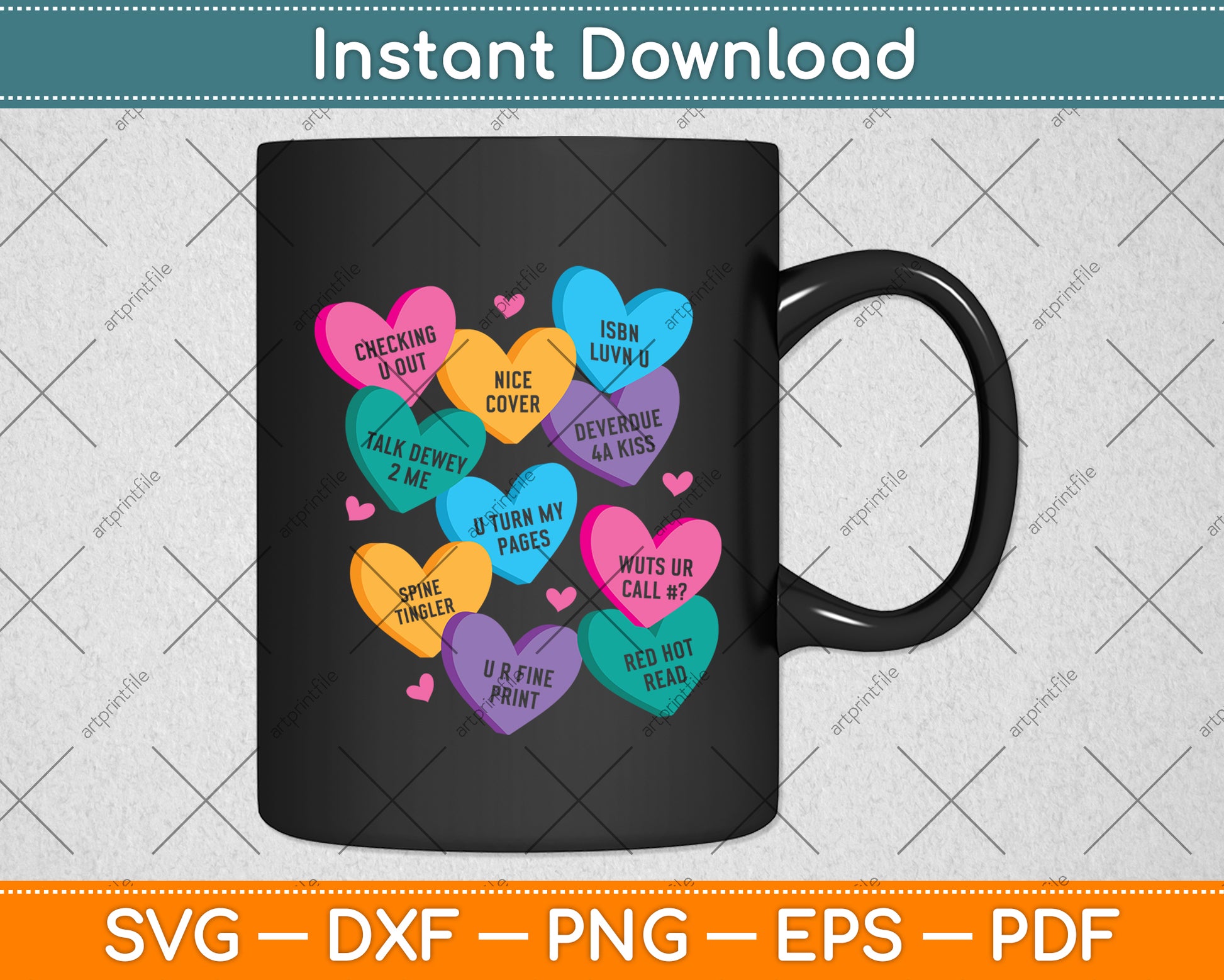 Funny Librarian Heart Valentine Book Reading Svg Digital Cutting File