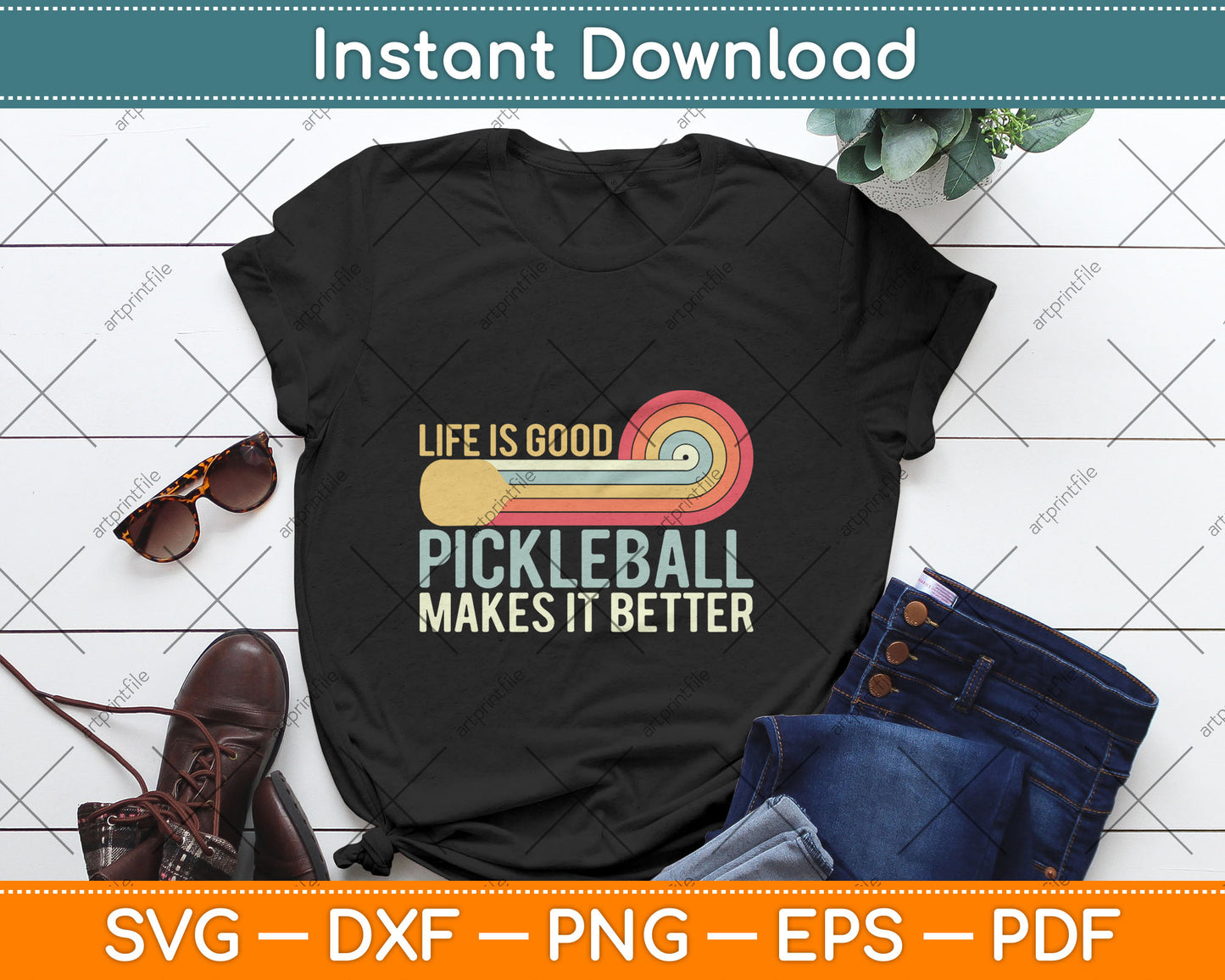Funny Life is Good Pickleball Makes it Better Svg Digital Cutting File