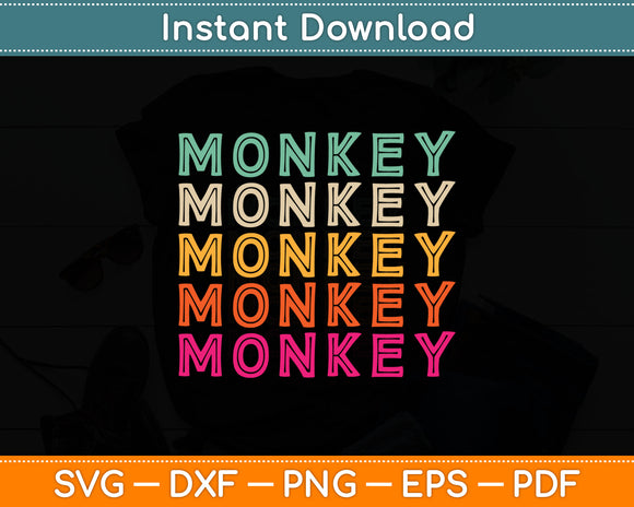 Funny Monkey Ape Gorilla Retro Monkey Svg Digital Cutting File