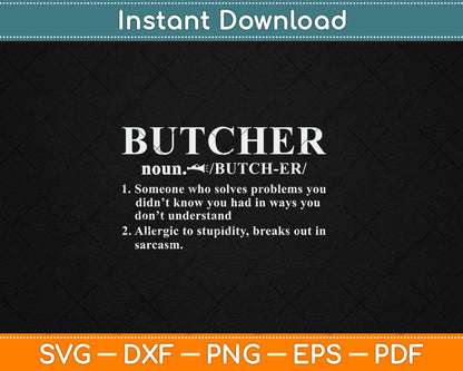 Funny Noun Butcher Definition Svg Digital Cutting File