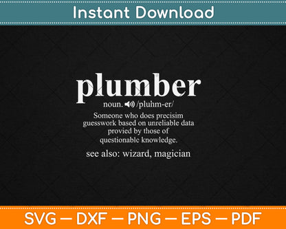 Funny Noun Plumber Definition Svg Digital Cutting File
