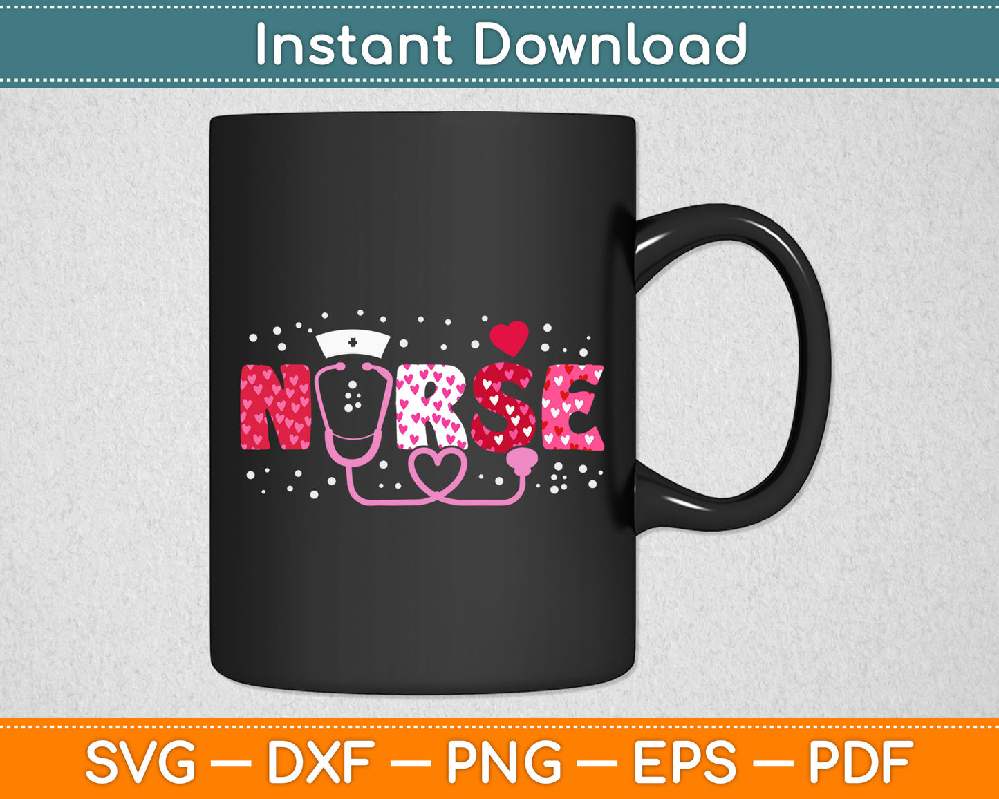 Funny Nurse Stethoscope Heart Lover Valentine's Day Svg Digital Cutting File