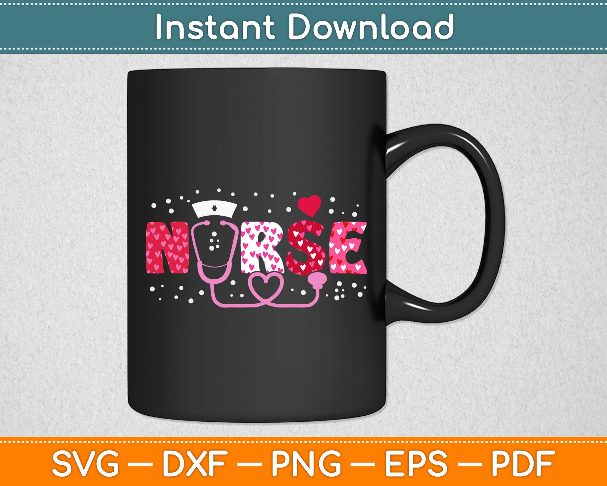 Funny Nurse Stethoscope Heart Lover Valentine's Day Svg Digital Cutting File