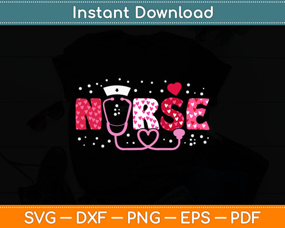 Funny Nurse Stethoscope Heart Lover Valentine's Day Svg Digital Cutting File