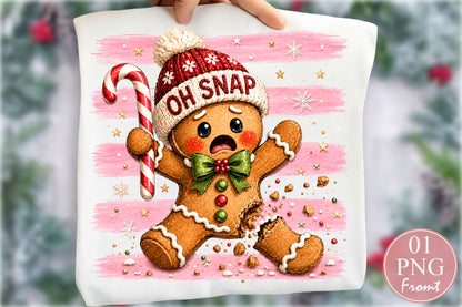 Funny Oh Snap Gingerbread PNG Broken Christmas Cookie Sublimation