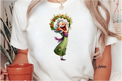 Funny Old Lady Christmas Clipart PNG
