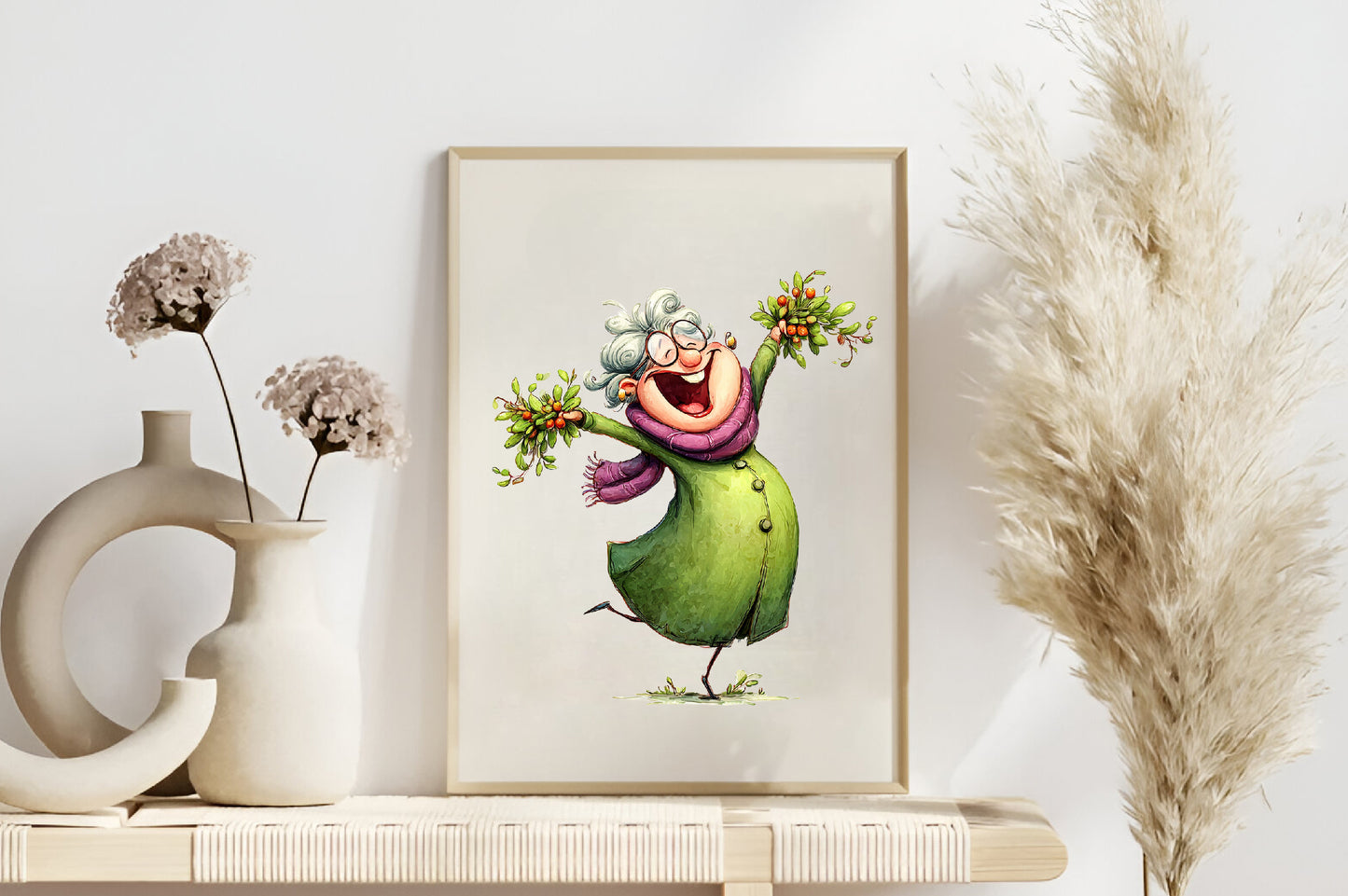 Funny Old Lady Christmas Clipart PNG