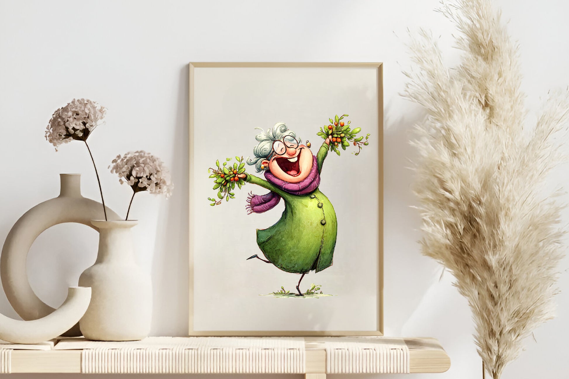 Funny Old Lady Christmas Clipart PNG