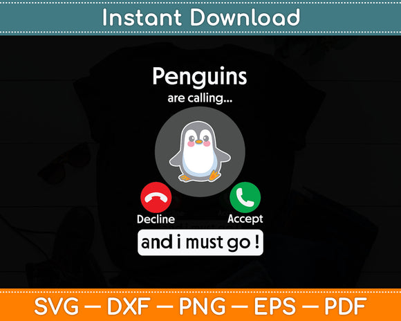 Funny Penguin Gift Phone Screen Penguin Calling Penguins Svg Digital Cutting File