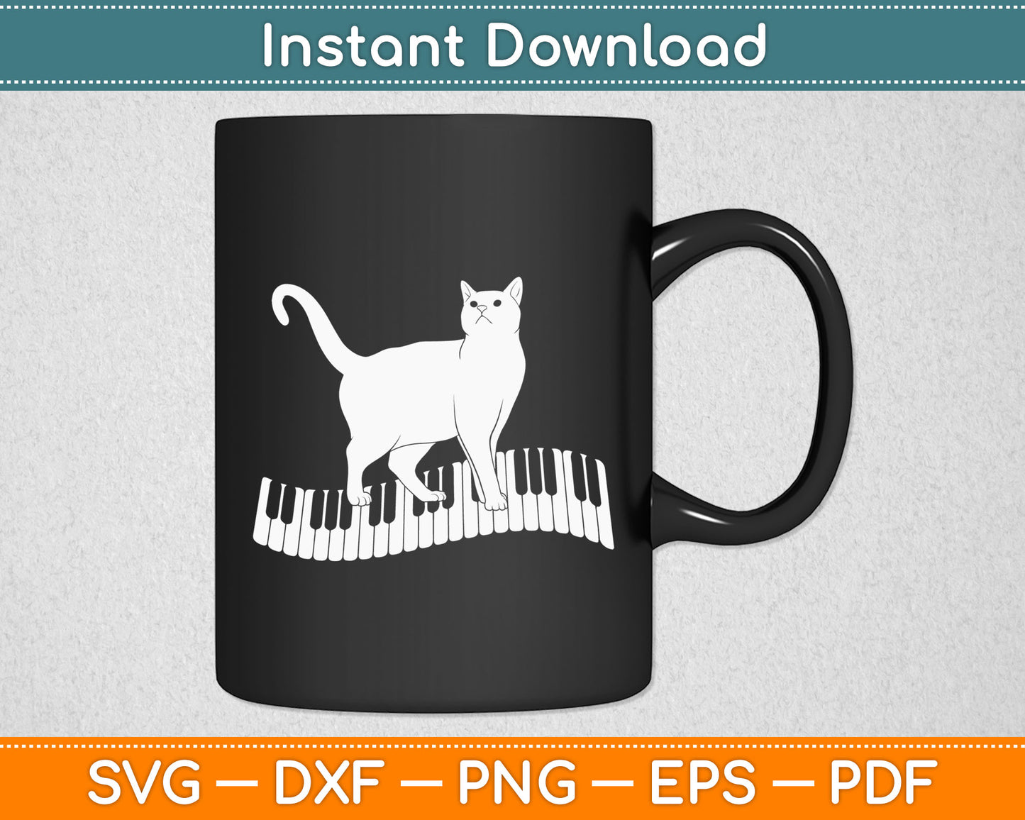 Funny Piano Music Cat Lovers Svg Digital Cutting File